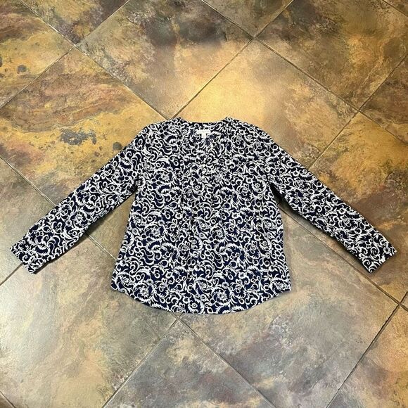 Kim Rogers Women’s Medium Navy Floral Blouse - Picture 5 of 11